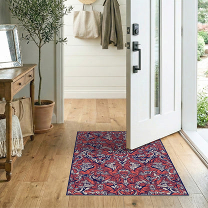 Red Floral Vintage Area Rug