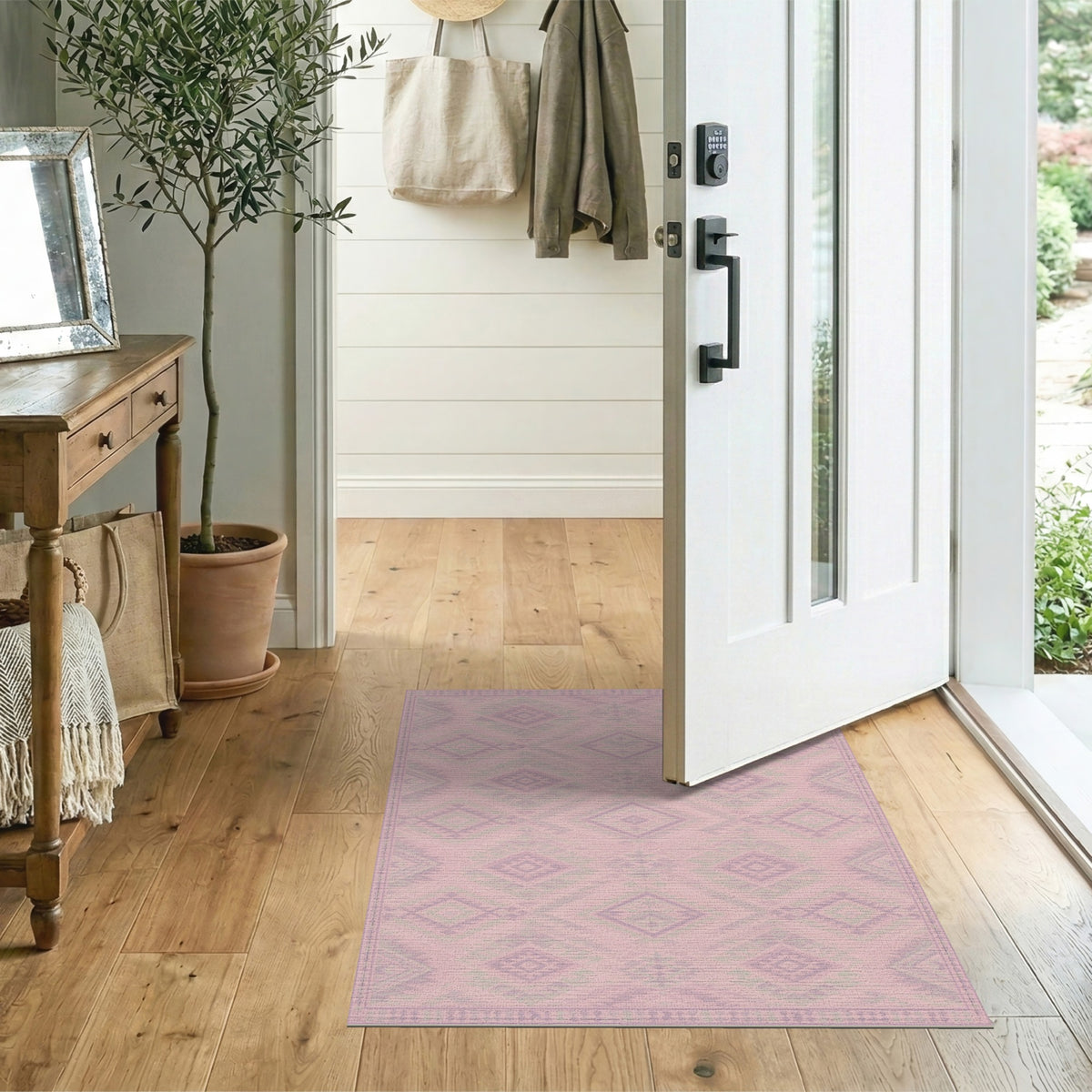 Pink Heritage Tribal Diamond Area Rug