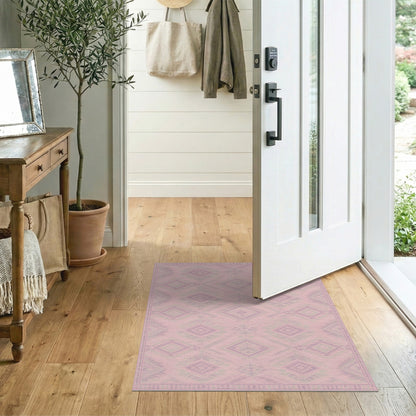 Pink Heritage Tribal Diamond Area Rug