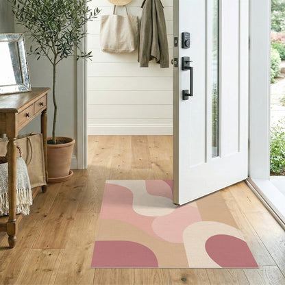 Pink Blush Pink Abstract Area Rug
