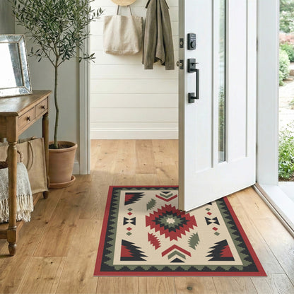 Red Southwestern Geometric Area Rug