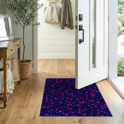 Blue Pink Geometric Mosaic Area Rug