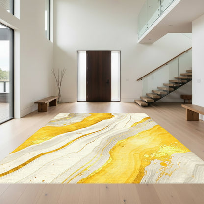 Gold Veined Marble Abstract Rug