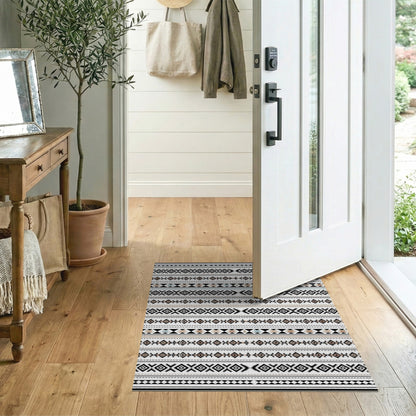 Black White Geometric Tribal Area Rug