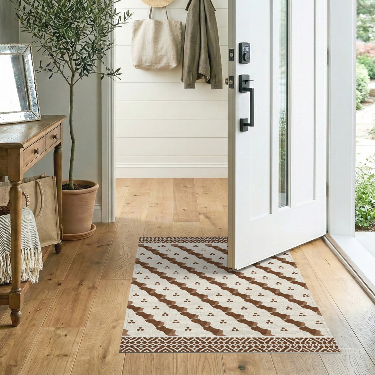 Brown Tribal Geometric Area Rug