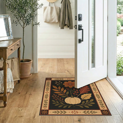 Autumn Pumpkin Floral Area Rug