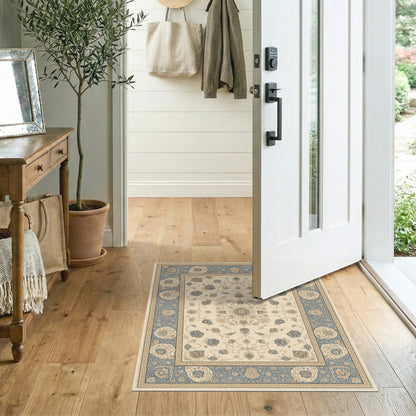Blue and Teal Traditional Persian Blue Floral Persian Area Rug