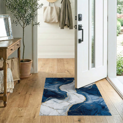 Navy Blue and Teal Navy Blue Gold Marble Abstract Area Rug