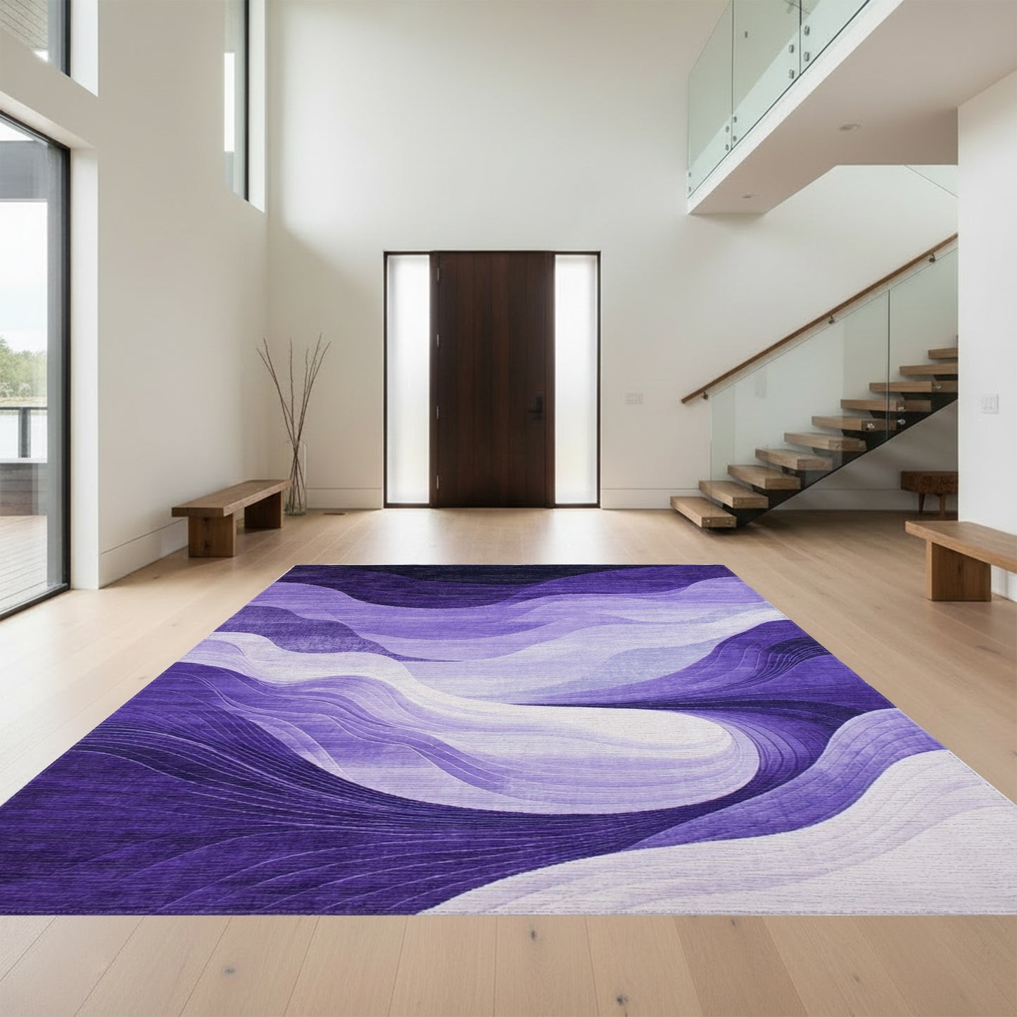 Gradient Purple Fluid Waves Rug