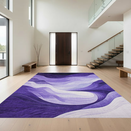 Gradient Purple Fluid Waves Rug