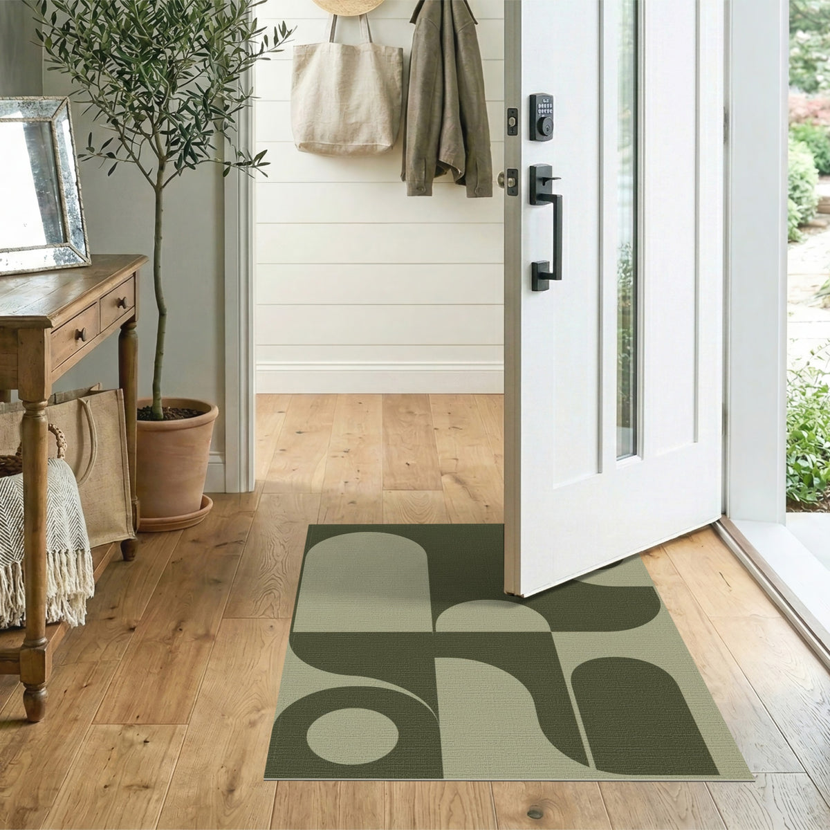 Geometric Modern Olive Green Geometric Modern Area Rug