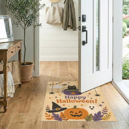 Happy Halloween Black Cat Kids Area Rug