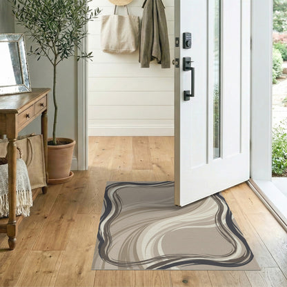 Abstract Area Beige and Neutral Beige Abstract Flow Area Rug