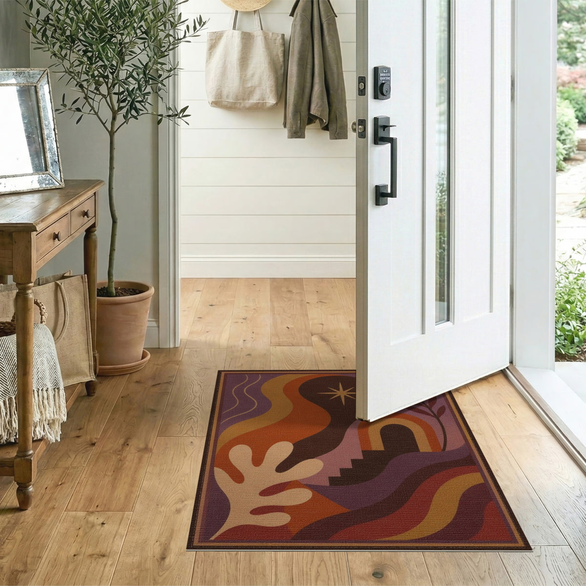 Abstract Purple Star Area Rug