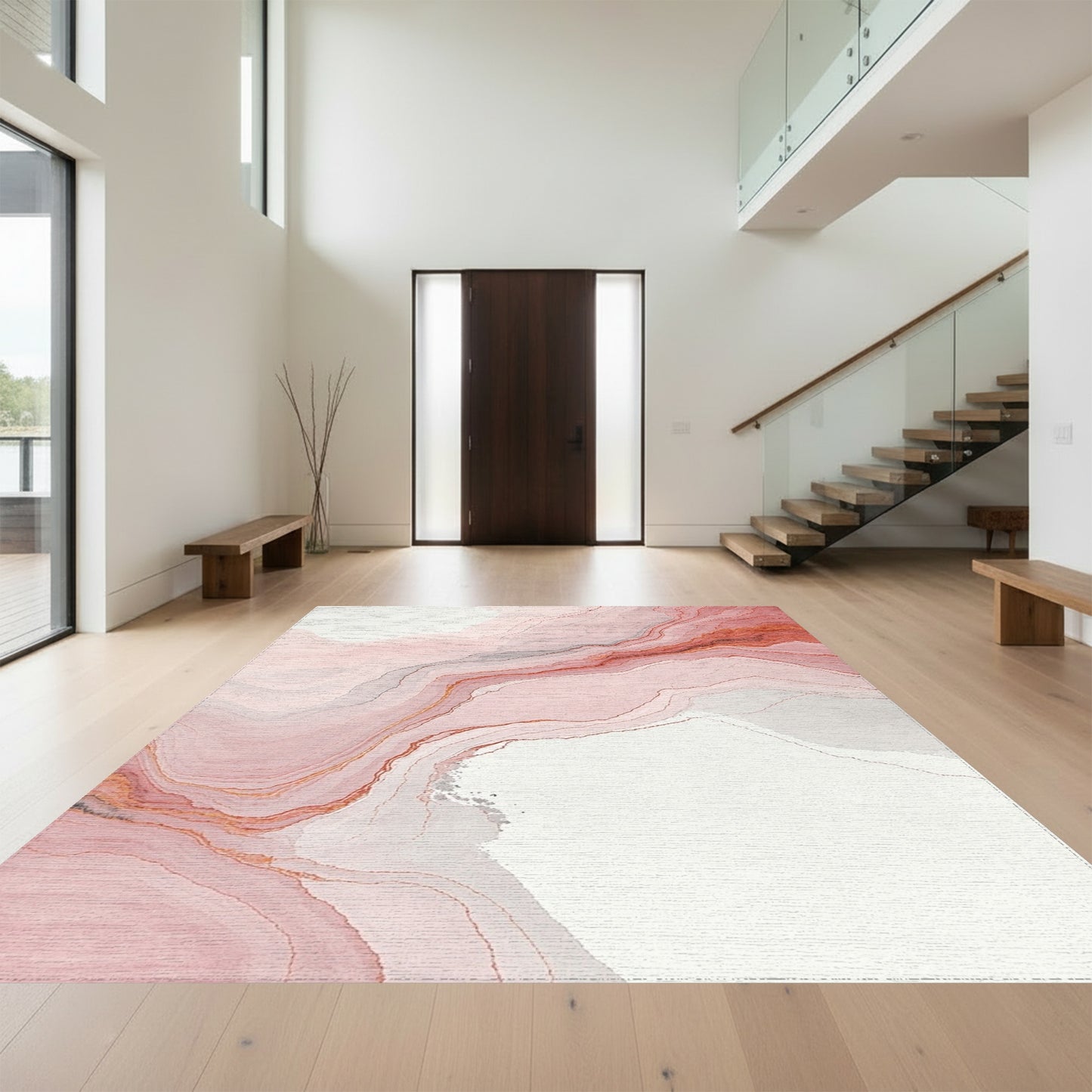 Abstract Layered Fluid Contours Rug