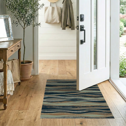 Distressed Wave Grey Area Rug