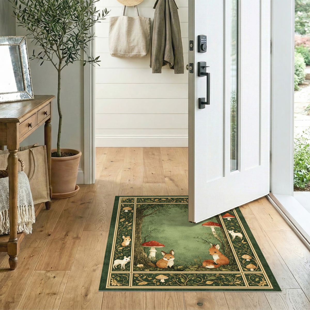 Enchanted Forest Fox and Rabbit Area Rug