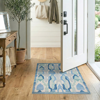 Blue and Teal Geometric Modern Blue Teal Geometric Area Rug