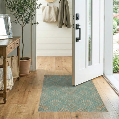 Diamond Geometric Modern Teal Geometric Diamond Area Rug