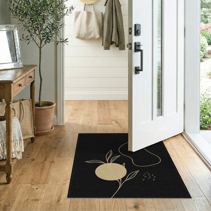 Beige and Neutral Leaf Beige Abstract Leaf Area Rug