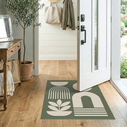 Geometric Modern Abstract Green Geometric Abstract Area Rug