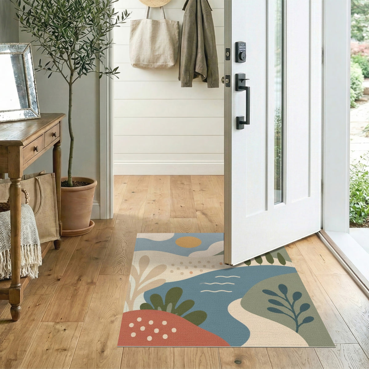Blue River Abstract Landscape Area Rug
