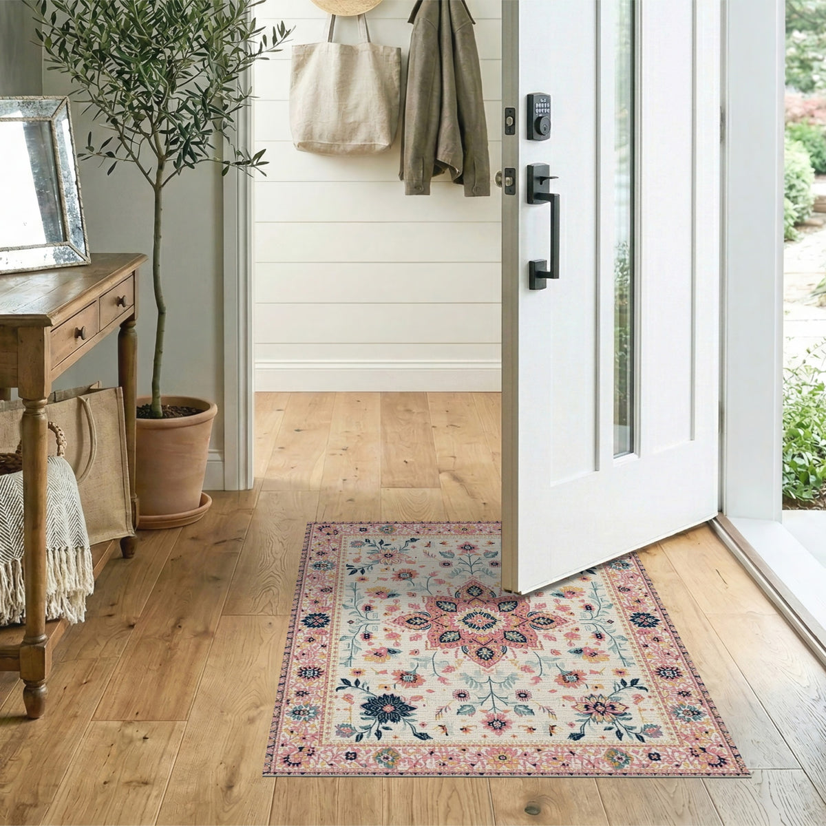 Pink Floral Medallion Vintage Floral Vintage Rug