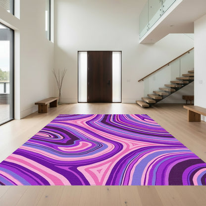Pink Purple Swirling Wave Rug