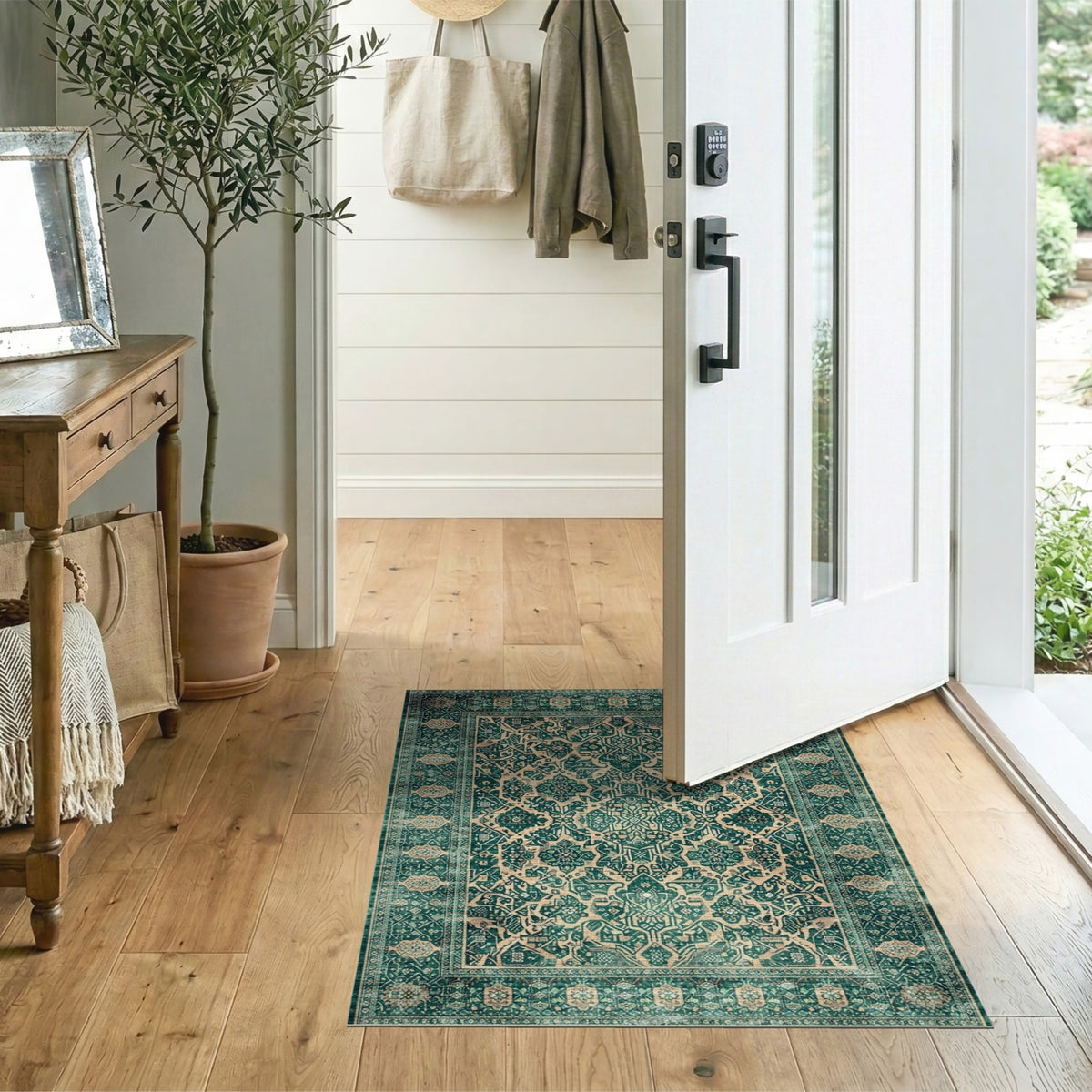 Blue and Teal Traditional Persian Medallion Rug