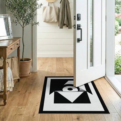 Bold Black White Geometric Area Rug