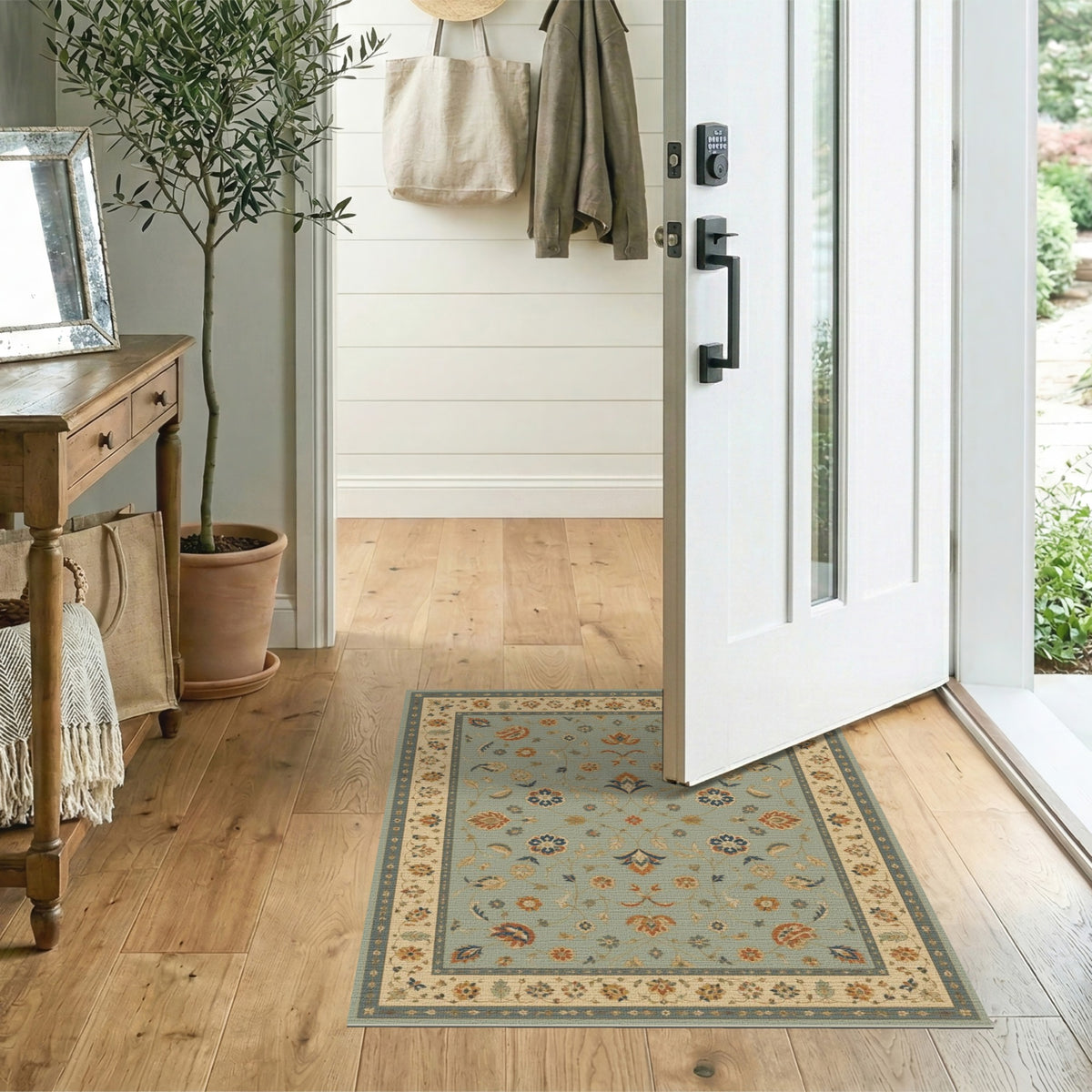 Blue Floral Vintage Area Rug