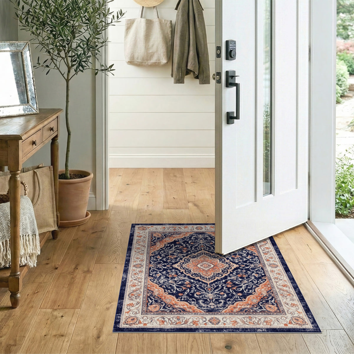 Navy Floral Blue and Teal Navy Blue Persian Floral Medallion Area Rug