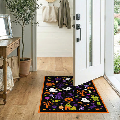 Halloween Multi-color and Patterns Spooky Halloween Kids Cartoon Area Rug