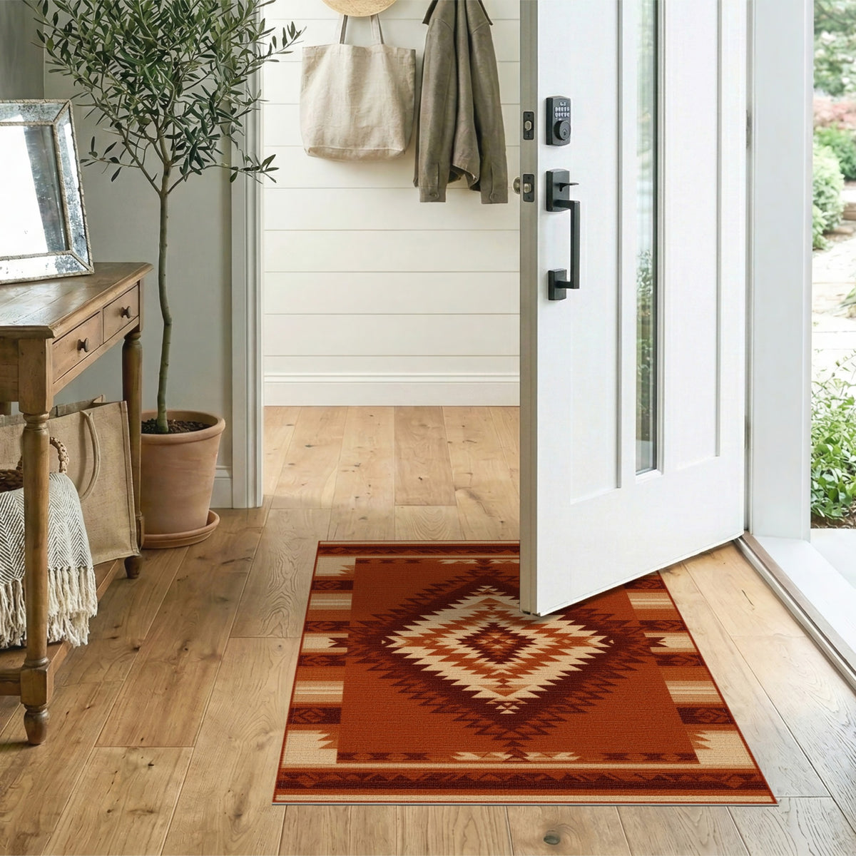 Southwestern Brown Diamond Geometric Area Rug