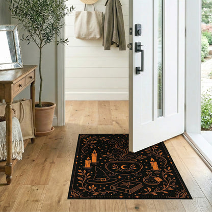 Orange Mystic Cauldron Witch Area Rug