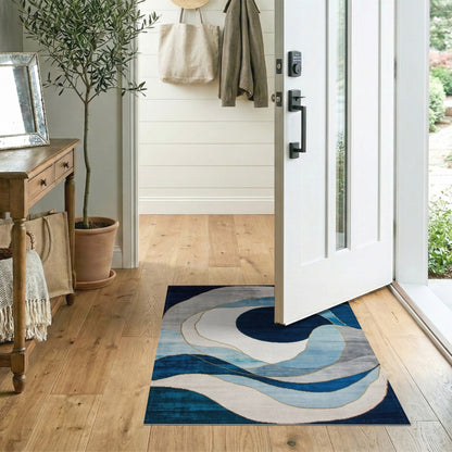 Blue Abstract Swirl Area Rug