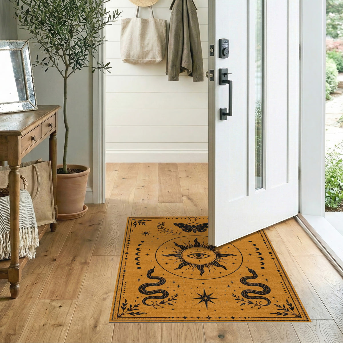 Mystic Sun Eye Orange Area Rug
