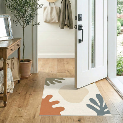 Abstract Beige Organic Shapes Abstract Area Rug