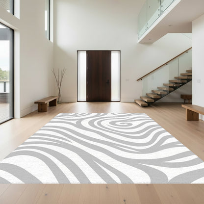 Gray Swirl Wave Curl Rug