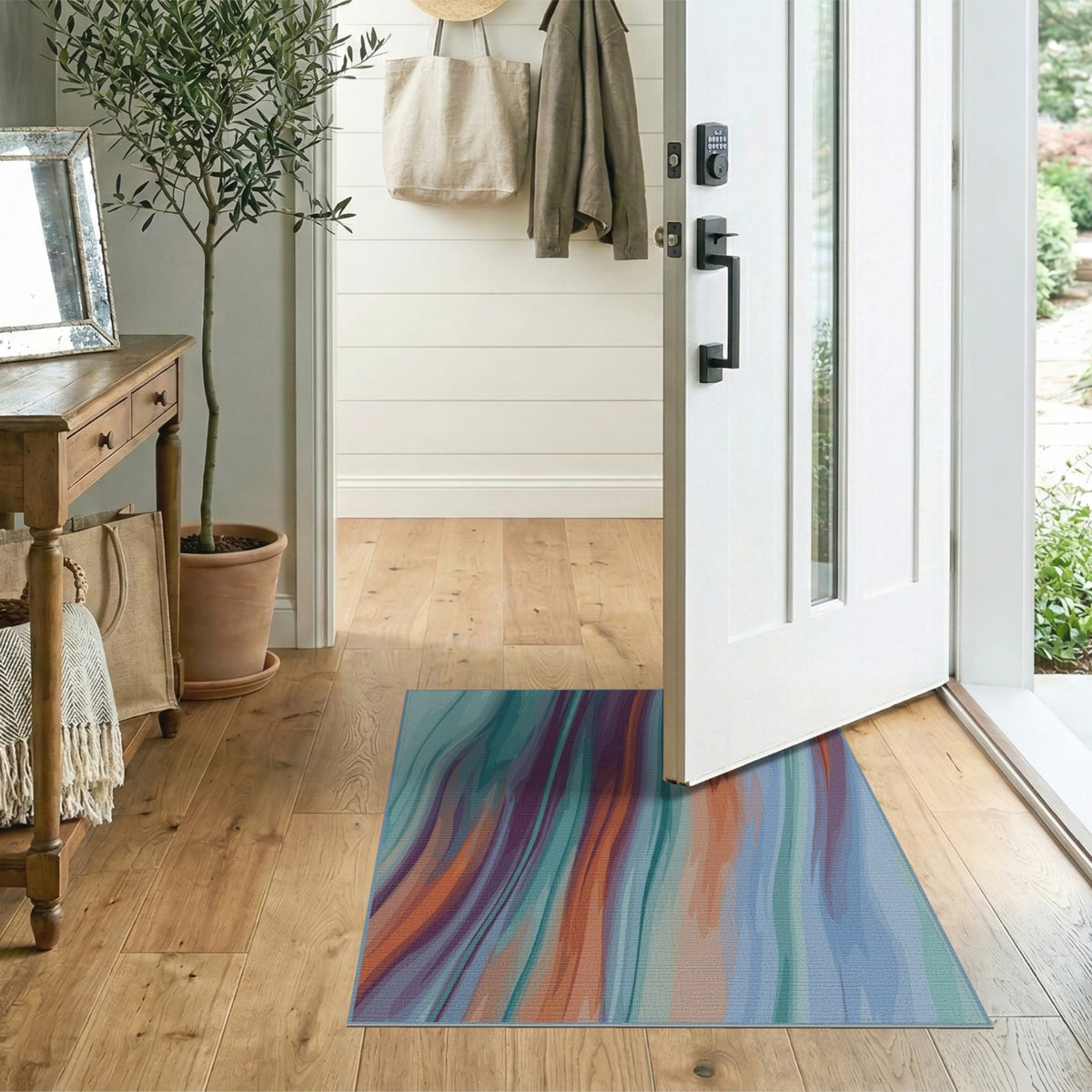 Abstract Area Multi-Color Abstract Wave Area Rug