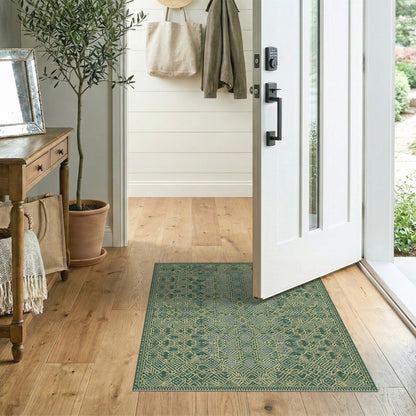 Green Traditional Persian Green Area Rug