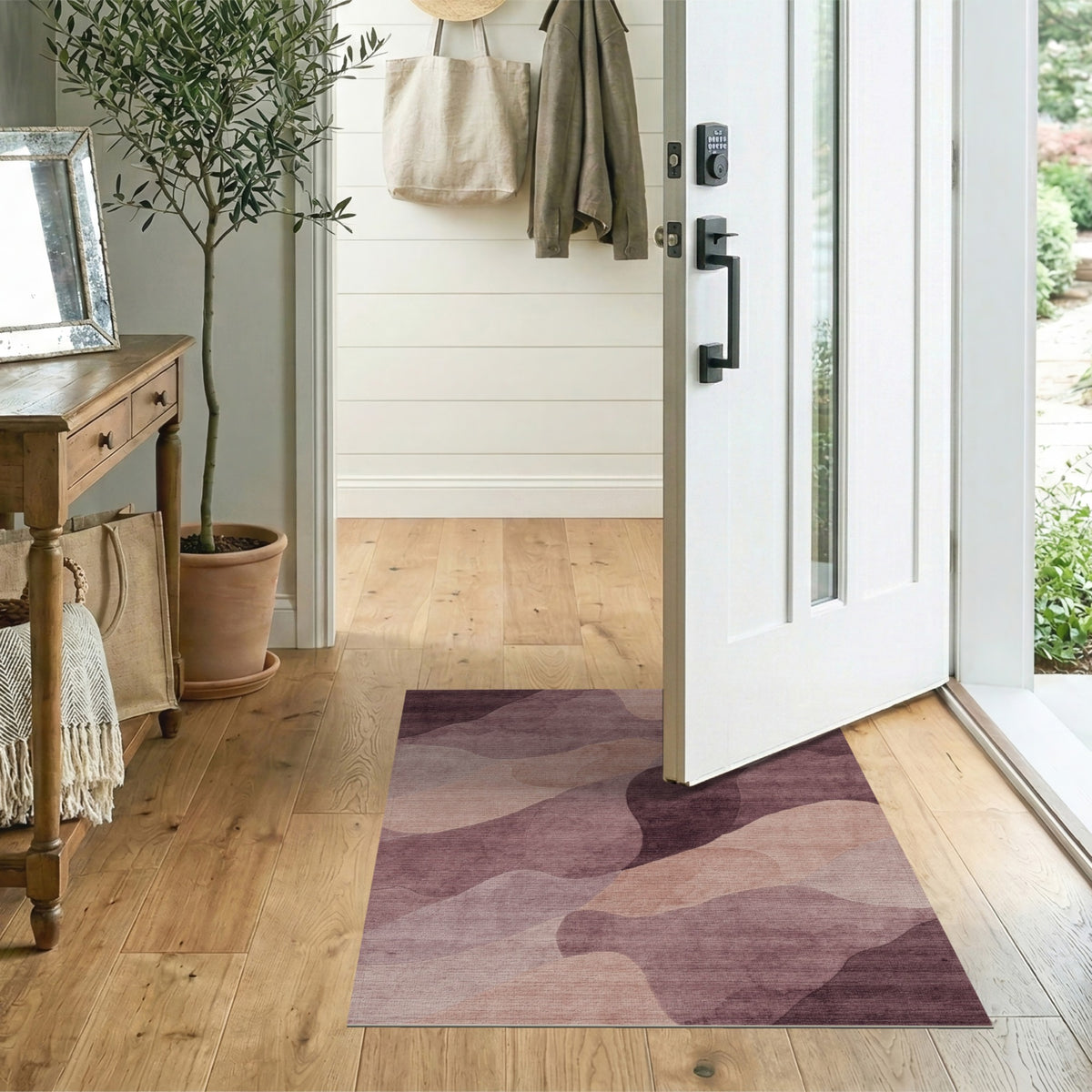 ODIKA Purple Abstract Wave Area Rug
