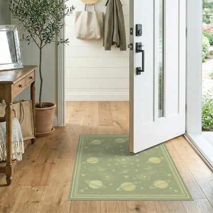 Green Celestial Planets Area Rug