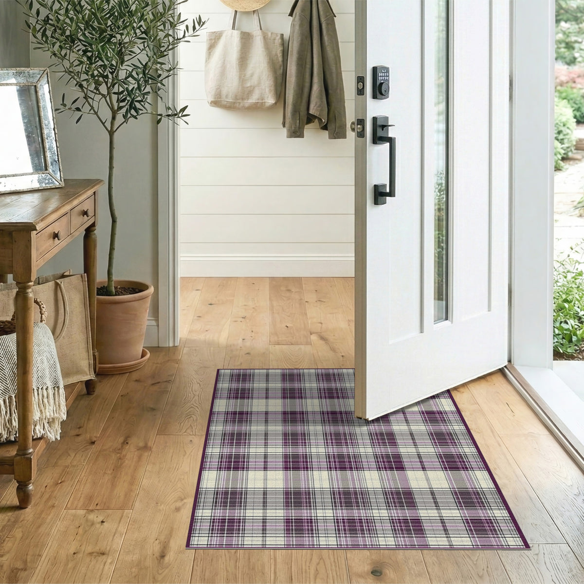 Geometric Modern Plaid Purple Plaid Geometric Area Rug