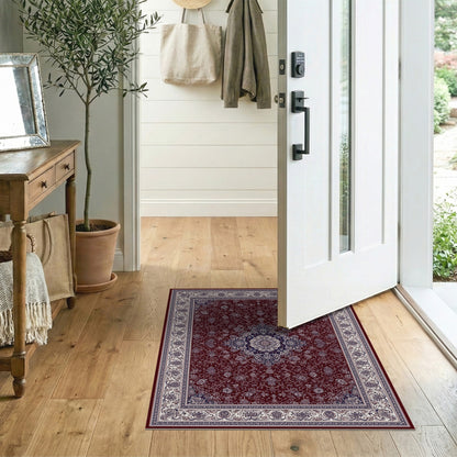 Red Traditional Persian Red Floral Medallion Traditional Persian Area Rug