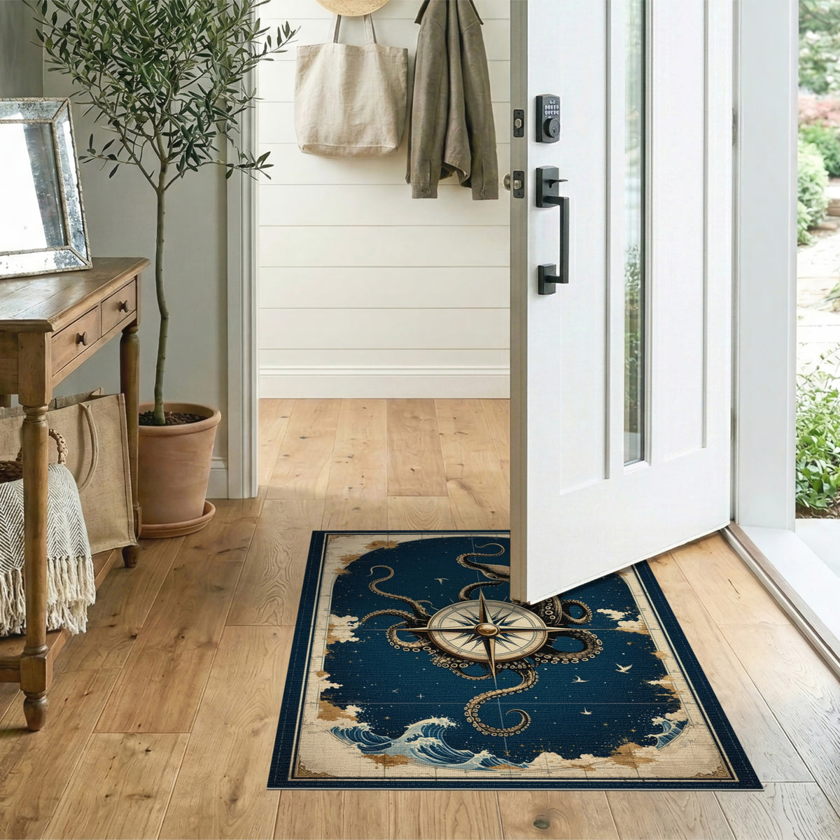 Octopus Compass Vintage Area Rug