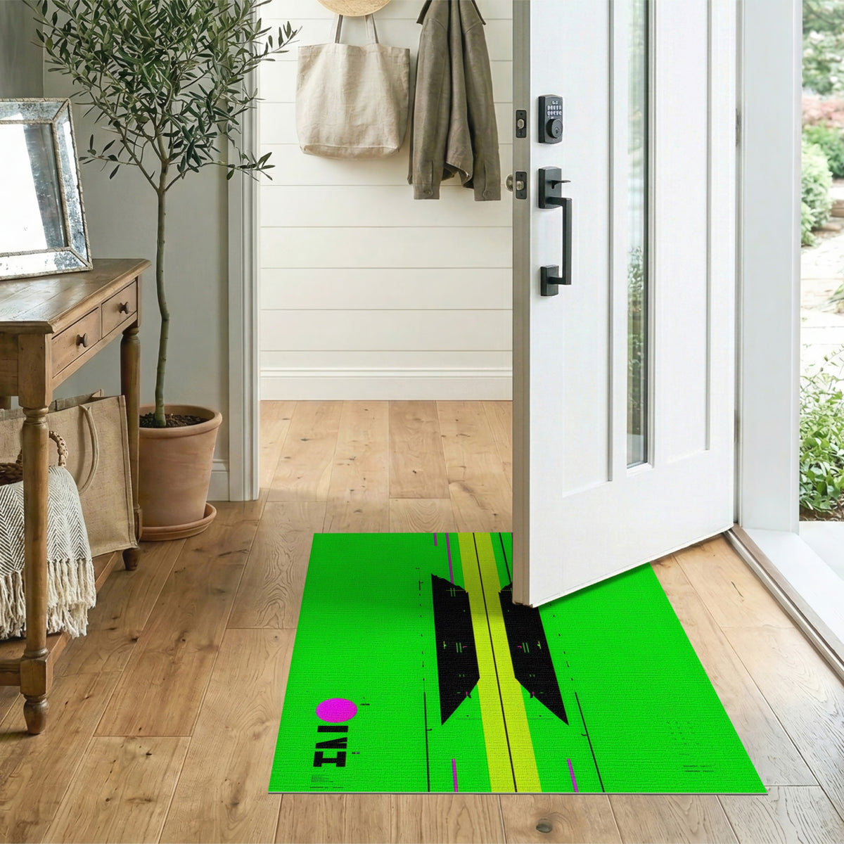 Green Bold Green Geometric Area Rug