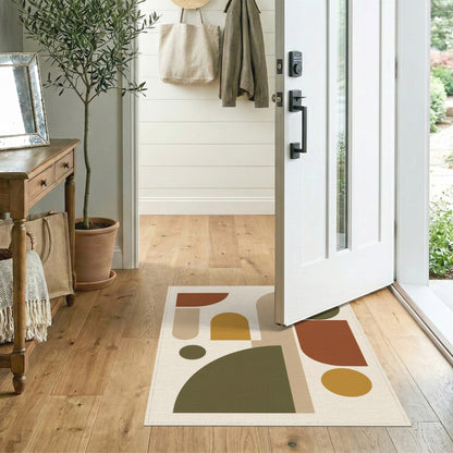 Geometric Brown Tan Brown and Tan Area Rug