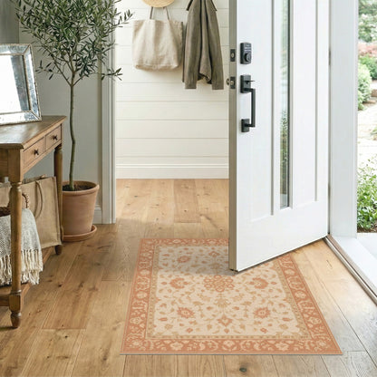 Vintage Floral Beige Area Rug