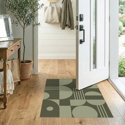 Green Geometric Circles Area Rug